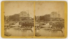 WISCONSIN STEREOVIEW - Lake Geneva - Whiling House & Boats - J. Bullock 1880s picture