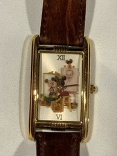 VTG 90’s Disney Parks Gallery Mickey Mouse Self Portrait Watch with shadow box picture