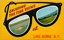 c1960s Enjoying the Fine Views Sunglasses Lake George New York Postcard picture